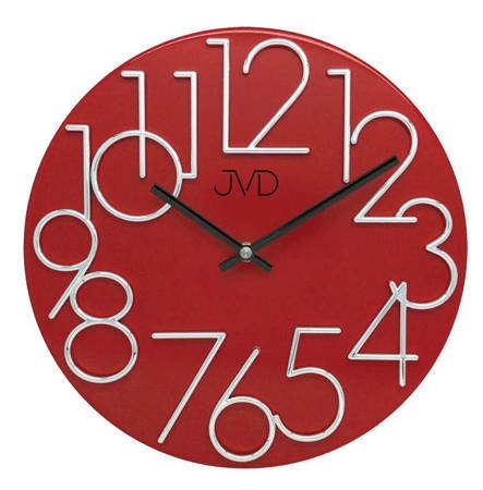 Zegar ścienny JVD nowoczesny METAL czerwony HT23.7